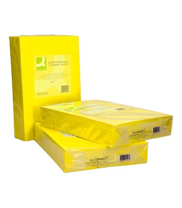 Papel color q connect din a4 80gr amarillo intenso paquete de 500 hojas