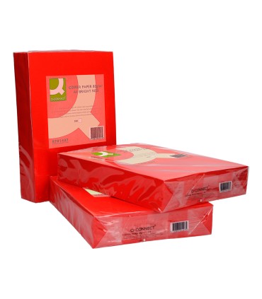 Papel color q connect din a4 80gr rojo intenso paquete de 500 hojas