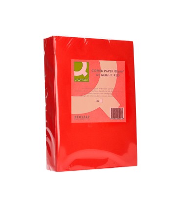 Papel color q connect din a4 80gr rojo intenso paquete de 500 hojas