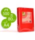 Papel color q connect din a4 80gr rojo intenso paquete de 500 hojas