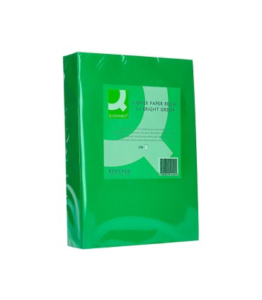 Papel color q connect din a4 80gr verde intenso paquete de 500 hojas