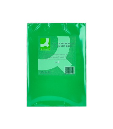 Papel color q connect din a4 80gr verde intenso paquete de 500 hojas