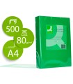 Papel color q-connect din a4 80gr verde intenso paquete de 500 hojas