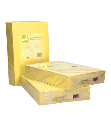 Papel color q connect din a4 80gr amarillo paquete de 500 hojas