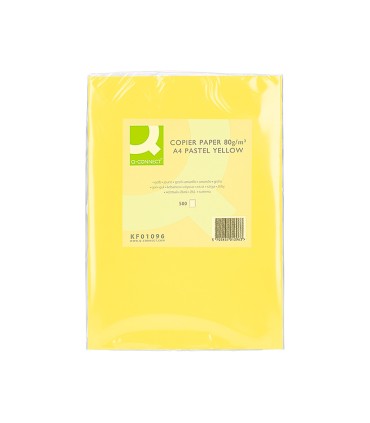 Papel color q connect din a4 80gr amarillo paquete de 500 hojas