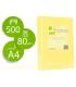 Papel color q connect din a4 80gr amarillo paquete de 500 hojas