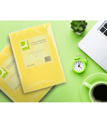 Papel color q connect din a4 80gr amarillo paquete de 500 hojas