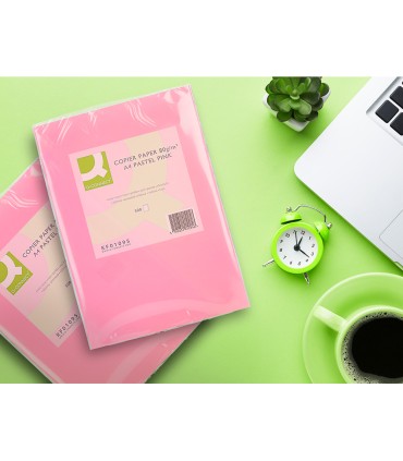 Papel color q connect din a4 80 gr rosa paquete de 500 hojas