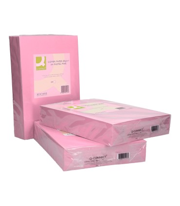 Papel color q connect din a4 80 gr rosa paquete de 500 hojas