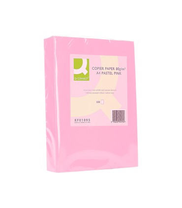 Papel color q connect din a4 80 gr rosa paquete de 500 hojas