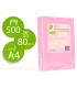 Papel color q connect din a4 80 gr rosa paquete de 500 hojas