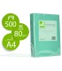 Papel color q connect din a4 80 gr verde paquete de 500 hojas