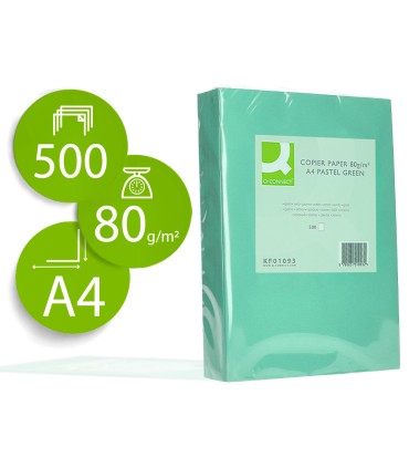 Papel color q connect din a4 80 gr verde paquete de 500 hojas