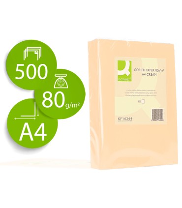 Papel color q connect din a4 80gr crema paquete de 500 hojas