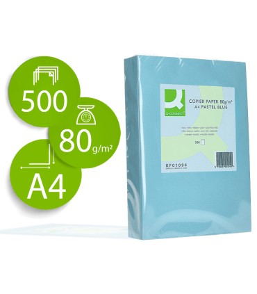 Papel color q connect din a4 80gr celeste paquete de 500 hojas