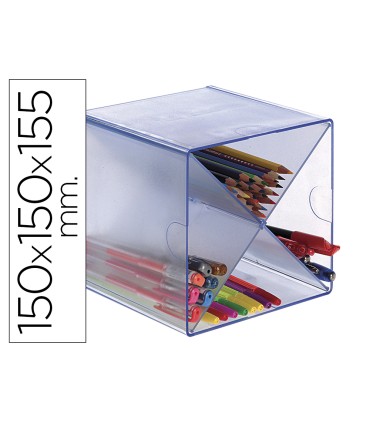 Archicubo archivo 2000 aspa organizador modular plastico azul transparente 150x150x155 mm incluye 2 clips de sujecion