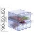 Archicubo archivo 2000 2 cajones organizador modular plastico azul transparente 190x150x150 mm