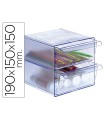 Archicubo archivo 2000 2 cajones organizador modular plastico azul transparente 190x150x150 mm