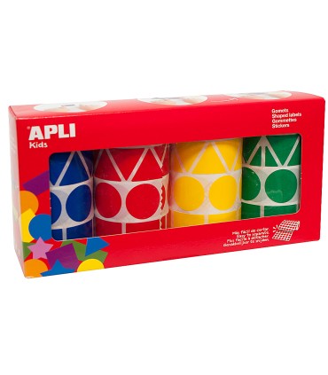 Gomets apli figuras surtidas t amano xl pack de 4 rollos colores surtidos 5428 unidades