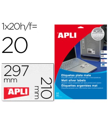 Etiqueta adhesiva apli 10071 metalizada tamano 210x297 mm para fotocopiadora laser caja 20 hojas