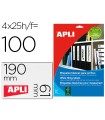 Etiqueta adhesiva apli 1233 tamaño 190x61 mm para fotocopiadora laser ink-jet caja 25 hojas con 100