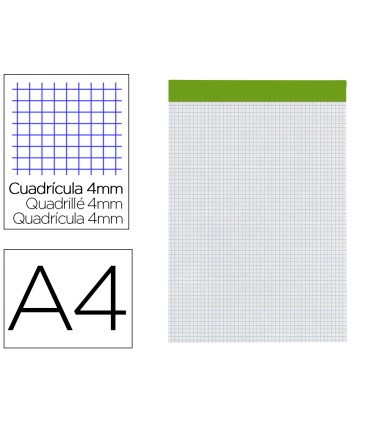 Bloc notas liderpapel cuadro 4 mm a4 80 hojas 60 g m2 perforado sin tapa