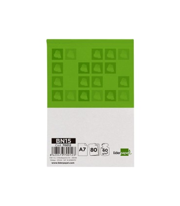 Bloc notas liderpapel cuadro 4 mm a7 80 hojas 60 g m2 perforado sin tapa