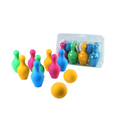 Juego de bolos amaya en foam 8 piezas y 2 pelotas longitud 18 cm