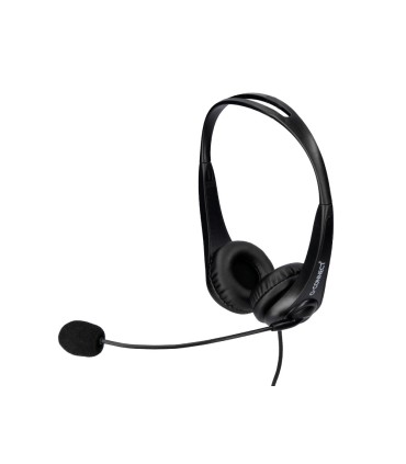 Auricular q connect biaural diadema con microfono y control de volumen conexion usb color negro