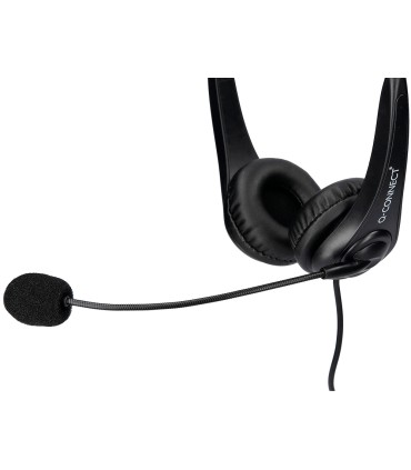 Auricular q connect biaural diadema con microfono y control de volumen conexion usb color negro