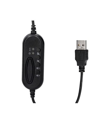 Auricular q connect biaural diadema con microfono y control de volumen conexion usb color negro