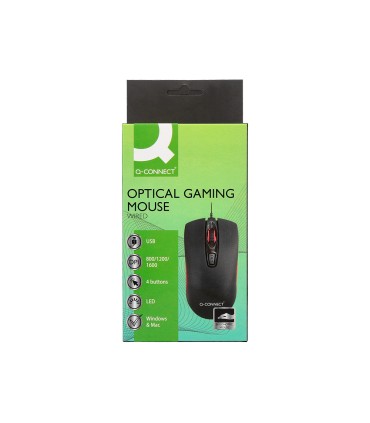 Raton q connect gaming optico con cable 800 1200 1600 dpi 4 botones iluminacion led negro