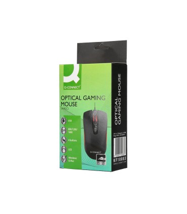 Raton q connect gaming optico con cable 800 1200 1600 dpi 4 botones iluminacion led negro