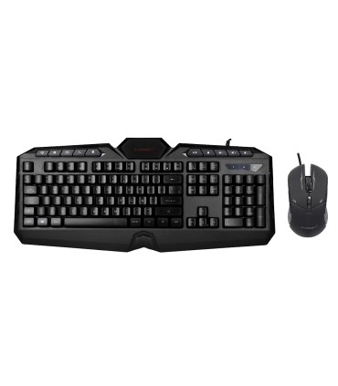 Set teclado y raton q connect gaming con cable e iluminacion led color negro