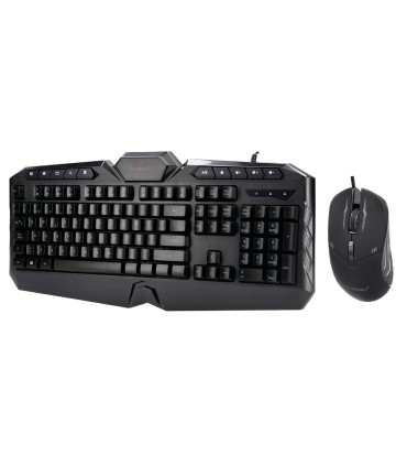 Set teclado y raton q connect gaming con cable e iluminacion led color negro