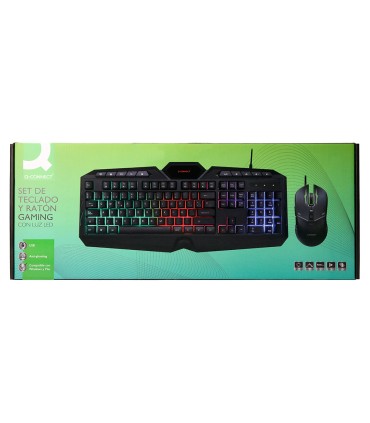 Set teclado y raton q connect gaming con cable e iluminacion led color negro