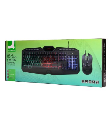 Set teclado y raton q connect gaming con cable e iluminacion led color negro