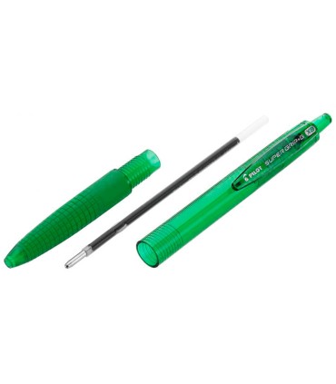 Boligrafo pilot super grip g verde retractil sujecion de caucho tinta base de aceite