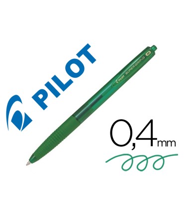 Boligrafo pilot super grip g verde retractil sujecion de caucho tinta base de aceite