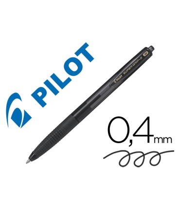 Boligrafo pilot super grip g negro retractil sujecion de caucho tinta base de aceite