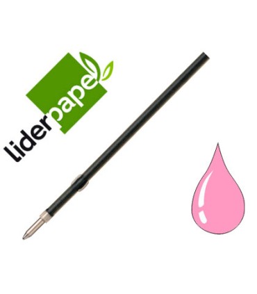 Recambio boligrafo liderpapel gummy touch retractil 10 mm tinta rosa bolsa de 10 unidades