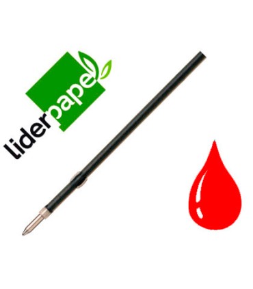 Recambio boligrafo liderpapel gummy touch retractil 10 mm tinta roja bolsa de 10 unidades