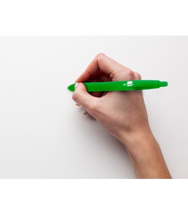 Boligrafo liderpapel gummy touch retractil 10 mm tinta verde