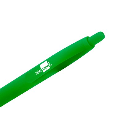 Boligrafo liderpapel gummy touch retractil 10 mm tinta verde