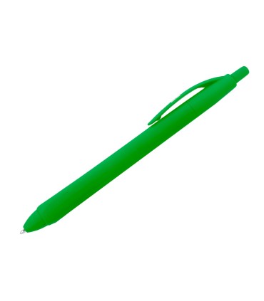 Boligrafo liderpapel gummy touch retractil 10 mm tinta verde