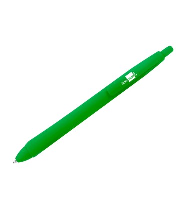 Boligrafo liderpapel gummy touch retractil 10 mm tinta verde