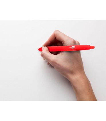 Boligrafo liderpapel gummy touch retractil 10 mm tinta roja