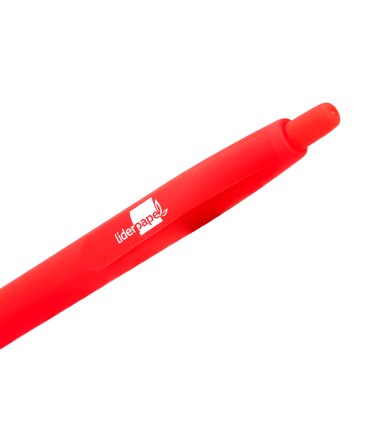 Boligrafo liderpapel gummy touch retractil 10 mm tinta roja