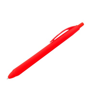 Boligrafo liderpapel gummy touch retractil 10 mm tinta roja