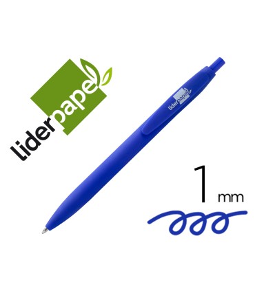 Boligrafo liderpapel soft touch retractil 10 mm tinta azul